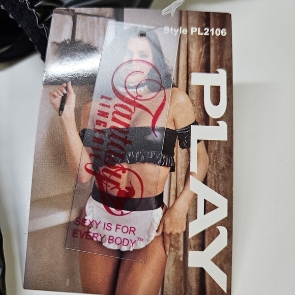 NEW Fantasy Lingerie PLAY Sexy French Maid Wet Look Partial Costume Set S/M - Picture 4 of 6